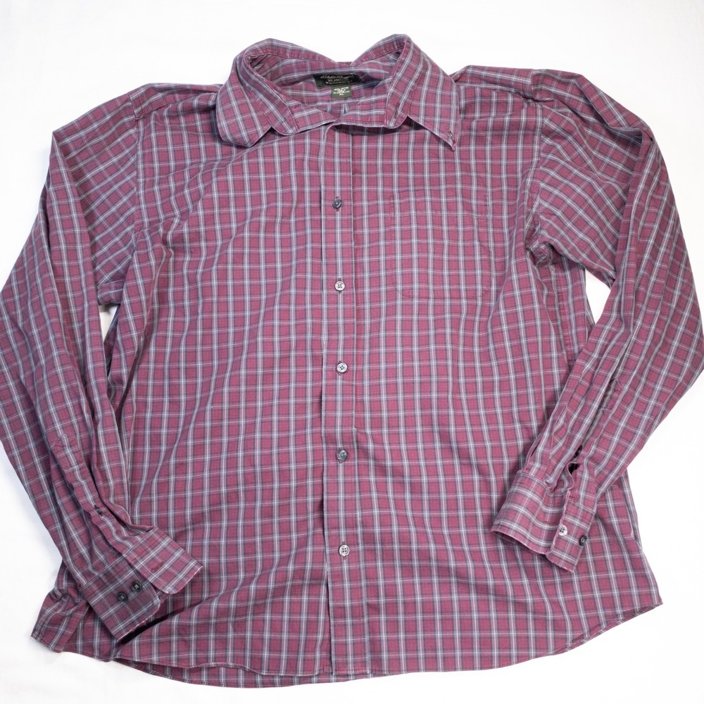Eddie Bauer Mens XL Relaxed Fit Button Down Shirt Burgundy Wrinkle Resistant